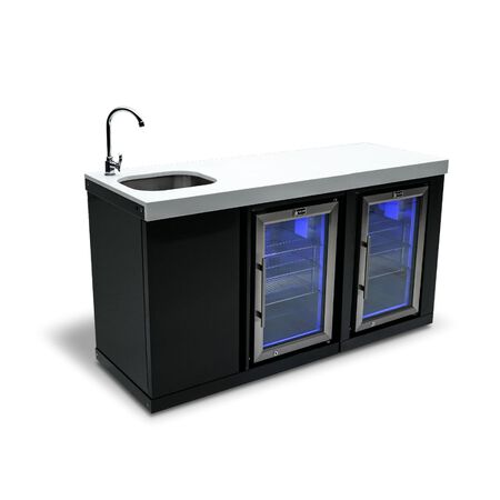 Mont Alpi Black Stainless Steel Beverage center and fridge cabinet