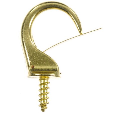 Ace Small Polished Brass Brass Steel 1.9375 in. L Cup Hook 25 lb 3 pk