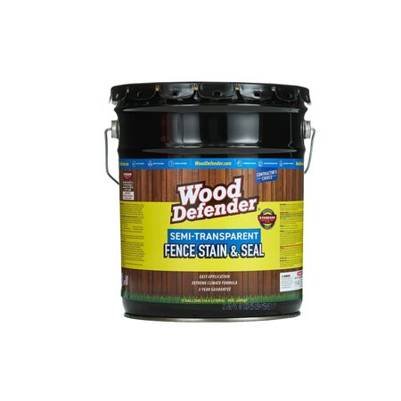 Wood Defender Semi-Transparent Fence Stain Cumberland Brown Stain & Seal Exterior Fence Protection 5Gallon