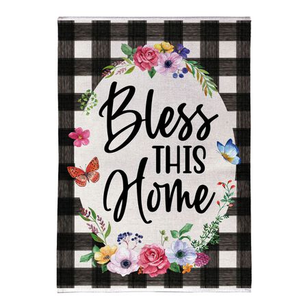 Evergreen Bless This Home Burlap House Flag