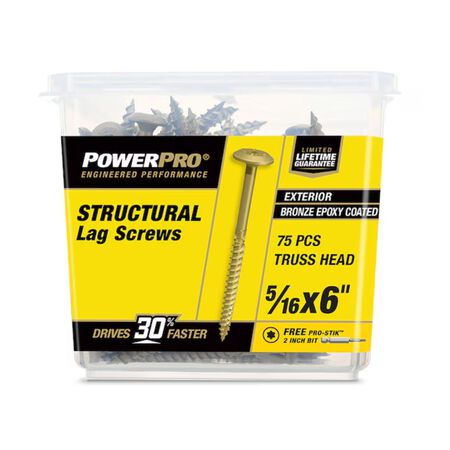 Power Pro 5/16-in x 6-in Epoxy Exterior Structural wood screws 75 Pieces
