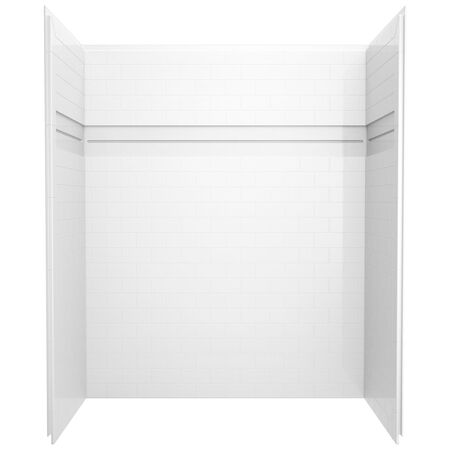 Delta Upstile White Shower Wall Set Three Piece Reversible Rectangle