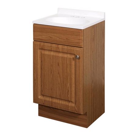 Zenna Home Single Oak Brown/White Bathroom Vanity 18 in. W X 16 in. D X 35 in. H