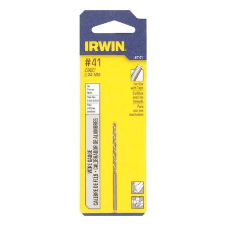 Irwin #41 X 2-3/8 in. L High Speed Steel Jobber Length Wire Gauge Bit Straight Shank 1 pk