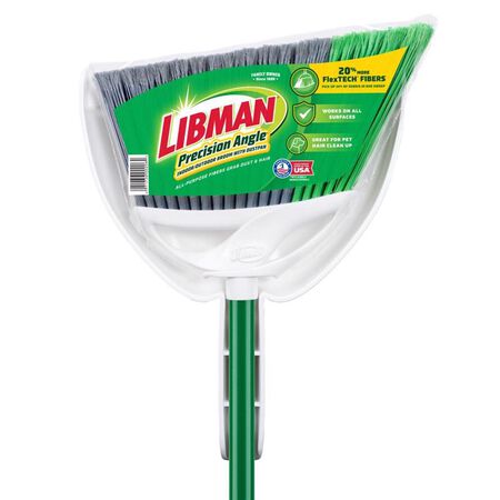 Libman Precision Angle 11 in. W Stiff Recycled Plastic Broom with Dustpan
