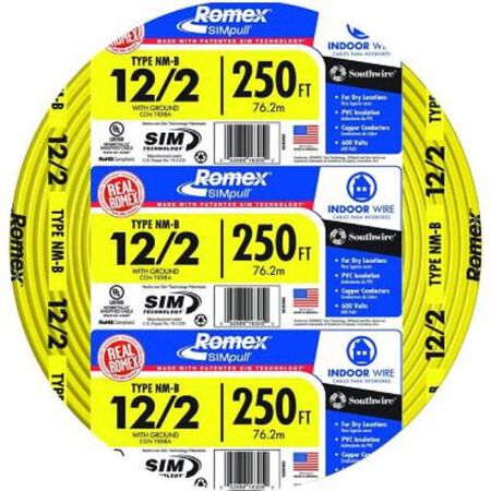Southwire 250 ft. 12/2 Romex Type NM-B WG Non-Metallic Wire Yellow