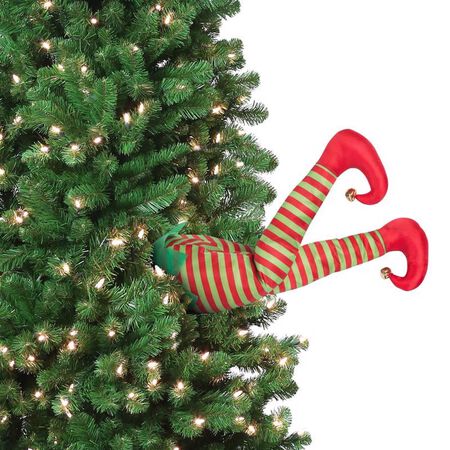 Mr. Christmas Green/Red Elf Kickers Indoor Christmas Decor 6.4 in.