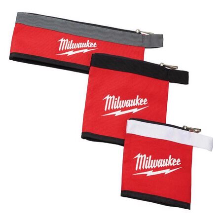 Milwaukee 3.13 in. W X 1.38 in. H Canvas Multi-Size Zippered Bag Assortment 1 pocket Red 3 pc
