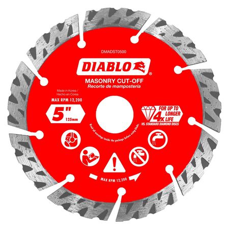 Diablo 5 in. D X 7/8 in. X.094 in. thick Diamond Segmented Turbo Masonry Cut-Off Disc 1 pk