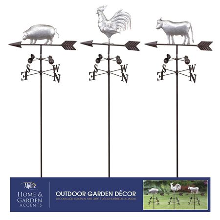 Alpine Iron Assorted 48 in. Farm Animal Weathervane Garden Stake