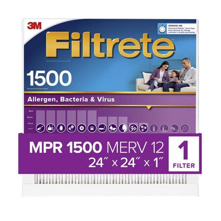 Filtrete 24 in. W X 24 in. H X 1 in. 1500 MPR Pleated Allergen Air Filter 1 pk