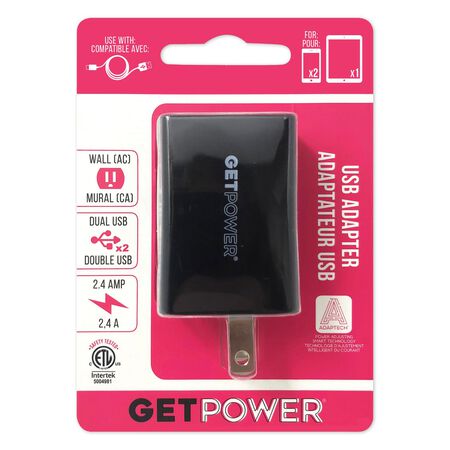 Getpower Usb Wall Cell Phone Charger Ac 2.4 Mah 1 Pack