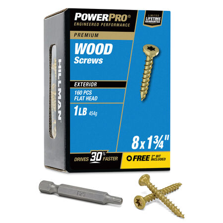 Power Pro Premium Exterior Wood Screws (#8 x 1-3/4 in.) - 160 pc