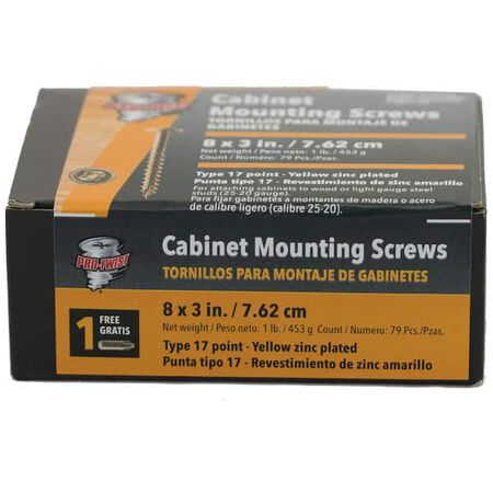 Pro-Twist #8 x 3-in Yellow zinc Interior Cabinet mounting screws 1 lb. 79 pk