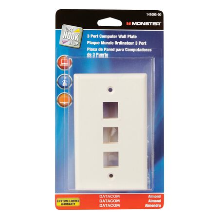 Monster Just Hook It Up Almond 3 gang Plastic Keystone Wall Plate 1 pk