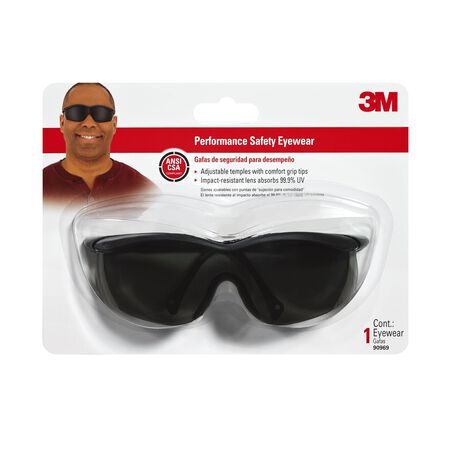 3M Tekk Multi-Purpose Safety Glasses Antifog Gray Lens Black Frame Carded