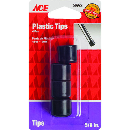 Ace Plastic Leg Tip Black Round 5/8 in. W 4 pk
