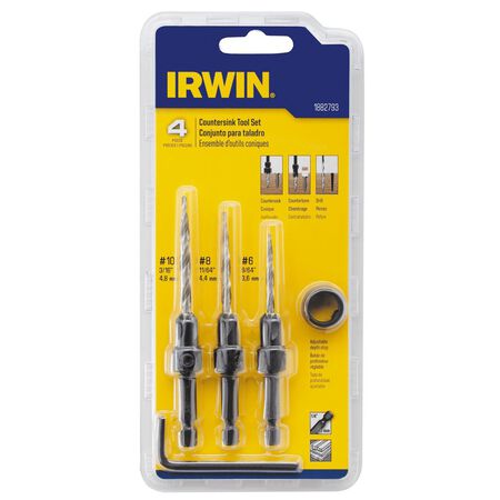 IRWIN #6, #8 and #10 X 6 in. L High Speed Steel Wood Countersink Set 4 pc
