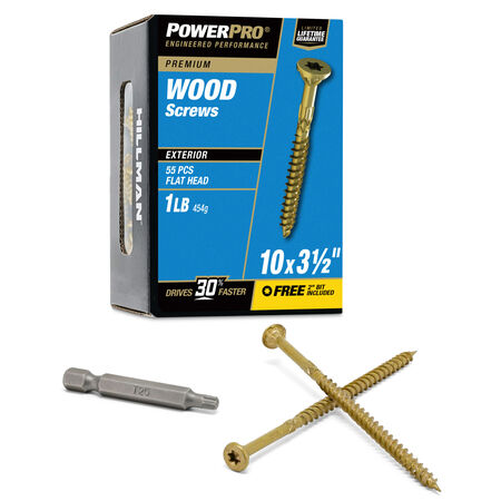 Power Pro Premium Exterior Wood Screws (#10 x 3-1/2 in.) - 55 pc