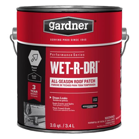 Gardner WET-R_DRI Gloss Black Patching Cement All-Weather Roof Cement 3.6 qt. cap.