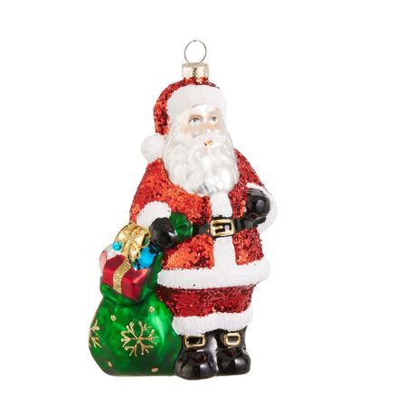 Raz 5.5 in. Glitter Santa Ornament
