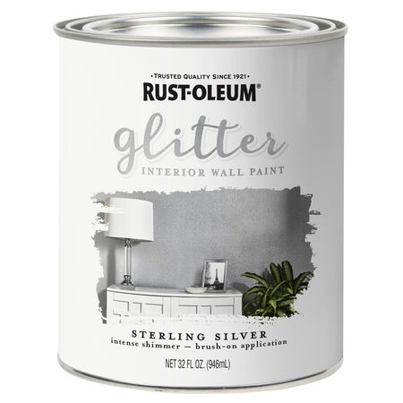 Rust-Oleum Specialty Flat Sterling Silver Water-Based Glitter Interior Wall Paint Interior 1 qt