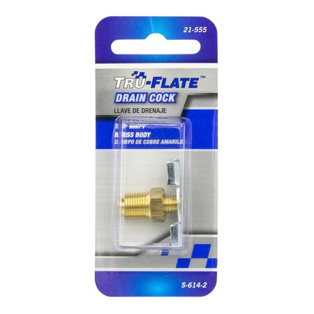 Tru-Flate Brass/Steel Drain Cock 1/8 in. Male 1 pc