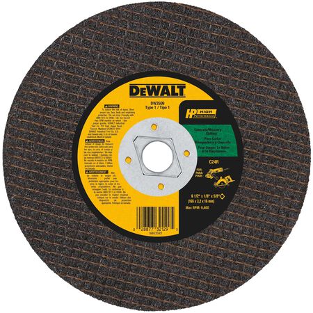DeWalt High Performance 6-1/2 in. D X 5/8 in. X 1/8 in. thick Silicon Carbide Masonry Cutting Saw Bl