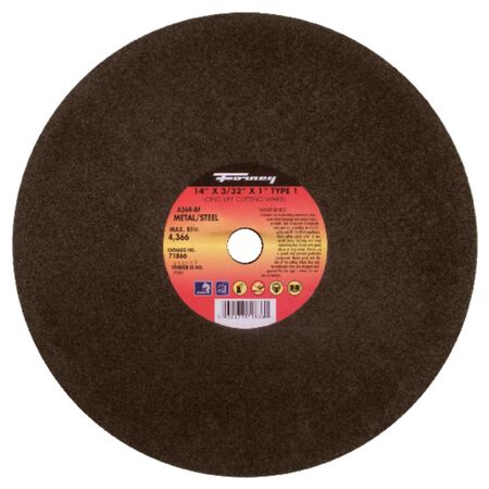 Forney 14 in. D X 1 in. X 3/32 in. thick Aluminum Oxide Metal Cutting Wheel 1 pc