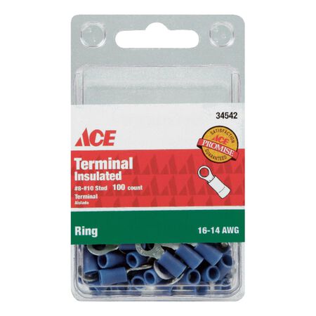 Ace Insulated Wire Ring Terminal Blue 100 pk