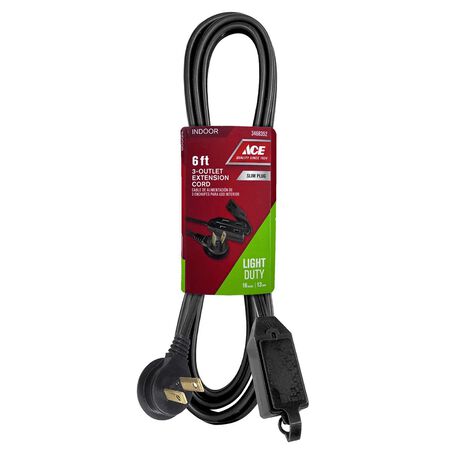 Ace Indoor 6 ft. L Black Extension Cord 16/2 SPT-2