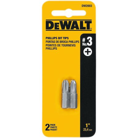 DeWalt Phillips #3 x 1in. L Screwdriver Bit Heat-Treated Steel 2 Piece