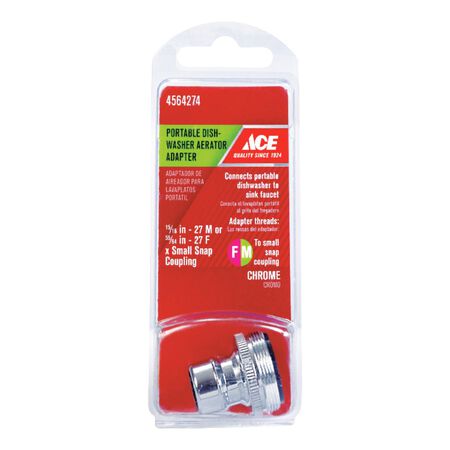 Ace Dual Thread 15/16 in.-27 or 55/64 in. Chrome Dishwasher Adapter
