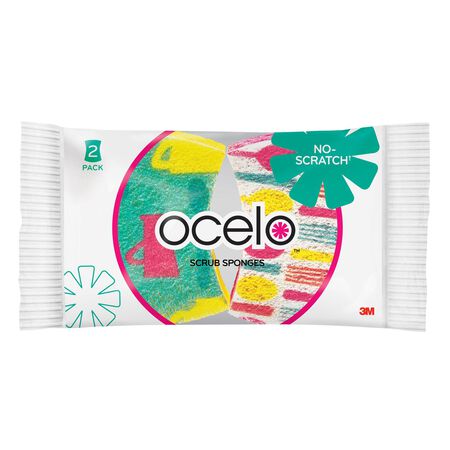 Scotch-Brite Ocelo Delicate, Light Duty Scrubber Sponge For Non-Scratch 3.7 in. L 2 pk