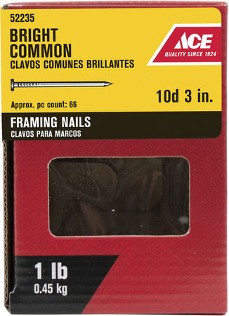 Grip-Rite 10D 3 in. Common Bright Steel Nail Flat Head 1 lb 63pk