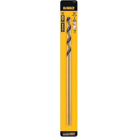 DeWalt Black & Gold 1/2 in. X 12 in. L High Speed Steel Split Point Aircraft Drill Bit Straight Shan