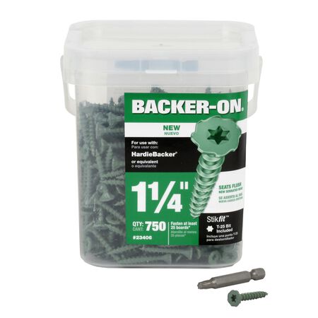 Backer-On No. 9 x 1-1/4in. L Star Flat Head Cement Board Screws 750 Pack