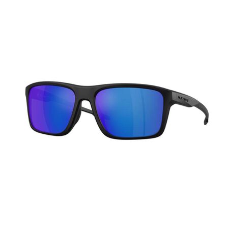 Native Tavern Sunglasses Men's Matte Black Frame Blue Reflex Lens Polarized Blue Light Blocking