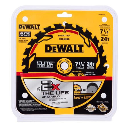 DEWALT Elite Series 7-1/4 in. D X 5/8 in. Carbide Circular Saw Blade 24 teeth 1 pk