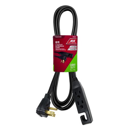 Ace Indoor 6 ft. L Black Extension Cord 16/3 SPT-3