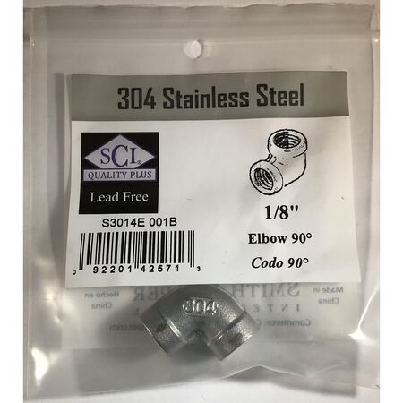 Smith-Cooper 1/8 in. FPT X 1/8 in. D FPT Stainless Steel 90 Degree Elbow