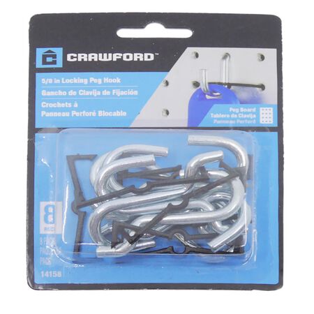 Crawford Zinc Plated Black/Silver Steel 0.6 in. Peg Hooks 1 pk
