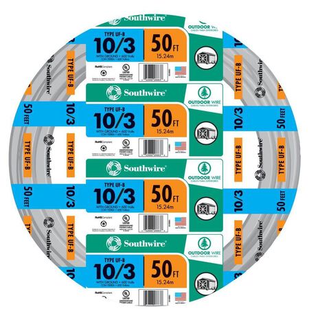 Southwire 50 ft. 10/3 Type UF-B WG Underground Feeder Cable Gray