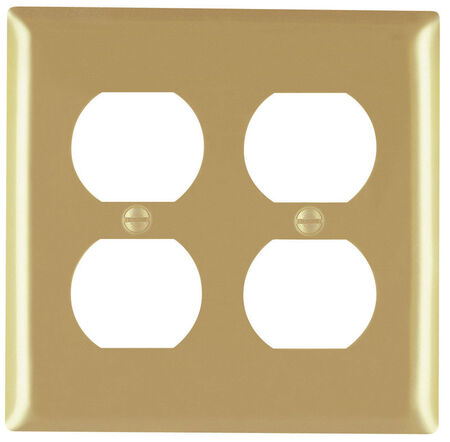 Pass & Seymour 2 gang Brass Duplex Outlet Wall Plate 1 pk