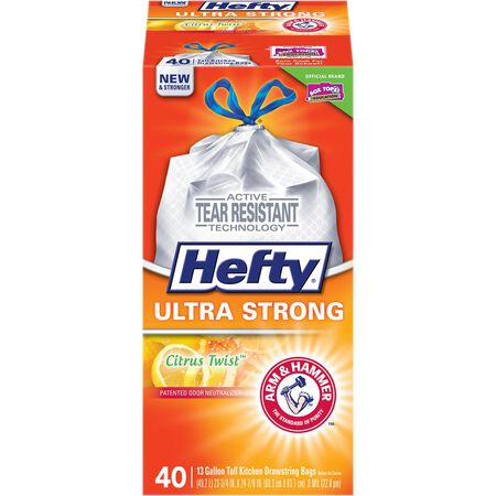 Hefty Ultra Strong 13 gal Citrus Kitchen Trash Bags Drawstring 40 pk