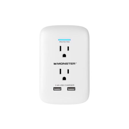 Monster Just Power It Up 1200 J 2 outlets Surge Protector Wall Tap