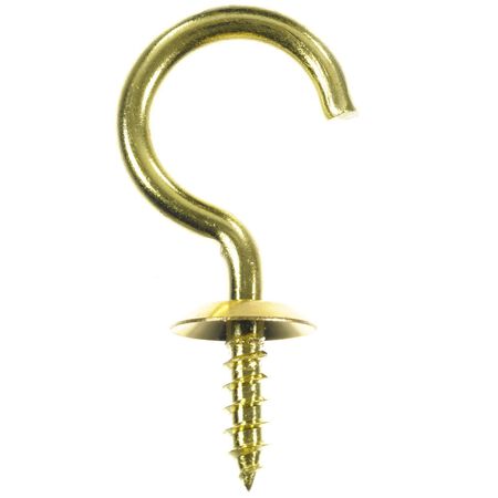 Ace Medium Polished Brass Green Brass 1 in. L Cup Hook 25 lb 4 pk
