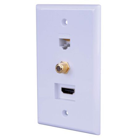 Monster Just Hook It Up White 1 gang Plastic Coaxial Wall Plate 1 pk