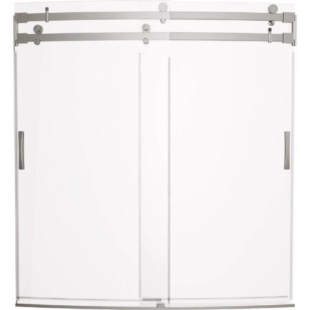 Delta Classic 500 Curve 61.5 in. H X 32 in. W Brushed Stainless Steel Clear Frameless Tub Door