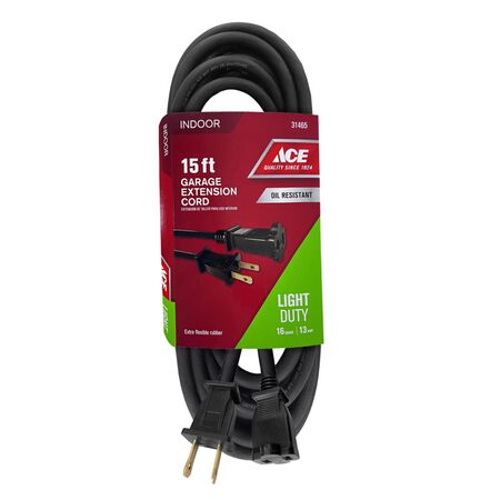 Ace Indoor 15 ft. L Black Extension Cord 16/2 SJO